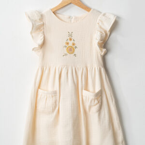 4317 - Robası Nakışlı Cepli Elbise